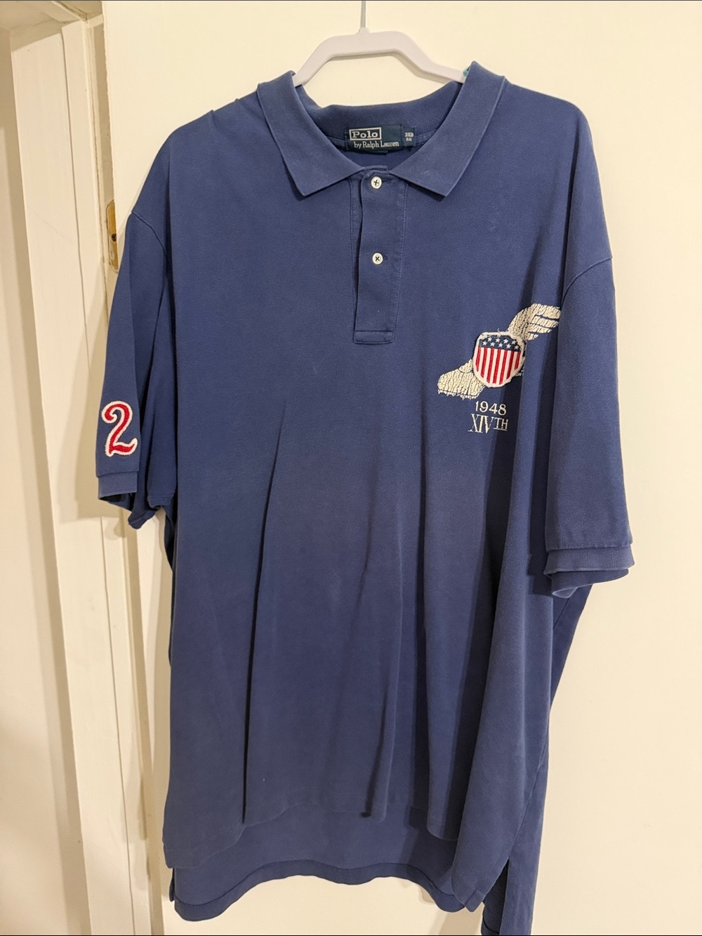 Vintage Polo by Ralph Lauren Navy Polo with Embroidered Shield and Wing